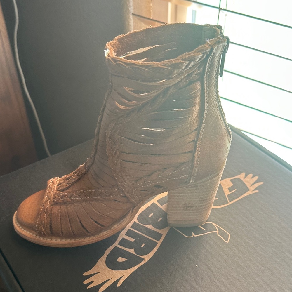 Freebird Distressed Brown Open-Toe Booties - Picture 5 of 6